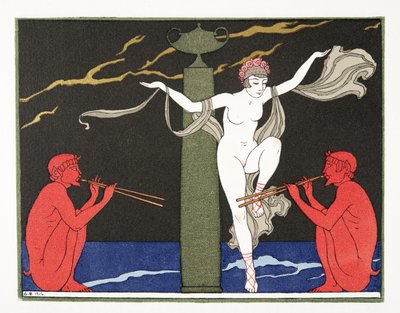 Illustration från Les Chansons de Bilitis, av Pierre Louys, pub. 1922 (stenciltryck) av Georges Barbier