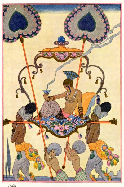 Indien, från "The Art of Parfume", pub. 1912 (pochoirtryck) av Georges Barbier