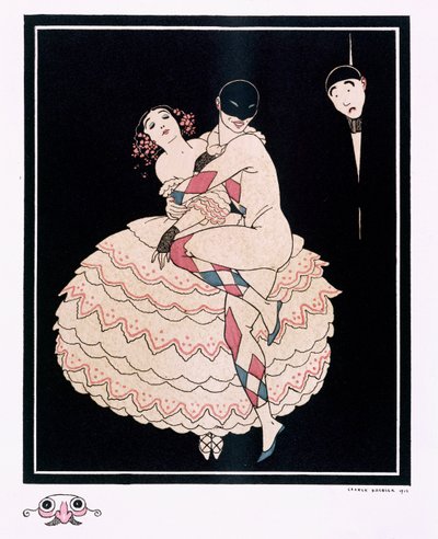Karsavina, pub. 1914 (lito i färg) av Georges Barbier