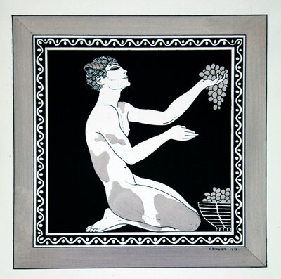The Afternoon of a Faun från serien "Designs on the dances of Vaslav Nijinsky" (1889-1950). Georges Barbier (1882-1932), Schablontryck av Georges Barbier