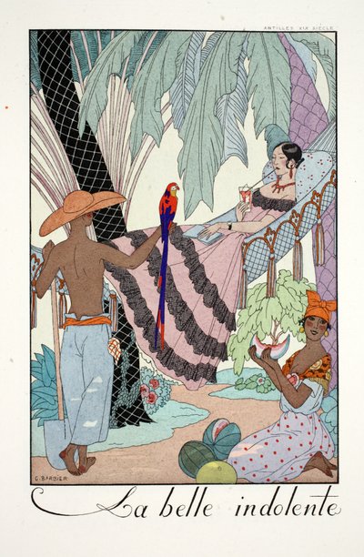 La Belle Indolente, från "Falbalas and Fanfreluches, Almanac of Present, Past and Future Modes" av Georges Barbier