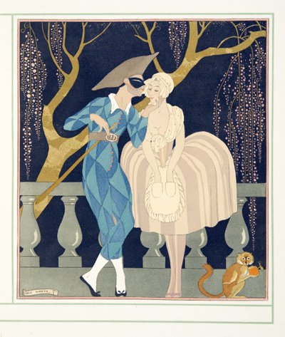 La Finette, från Personages de Comedie, pub. 1922 (stenciltryck) av Georges Barbier