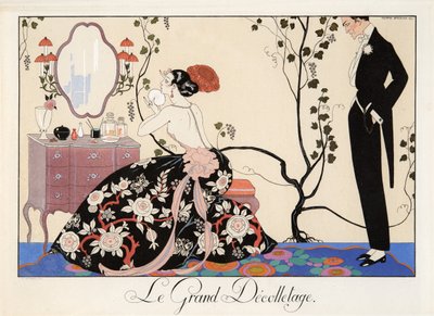 Le Grand Décolletage, gravyr av H. Reidel av Georges Barbier