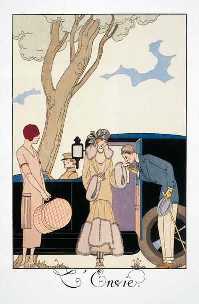 Envy, av George Barbier (1882-1932), från Falbalas et Fanfreluches, Almanacka 1925. Frankrike, 1900-talet av Georges Barbier