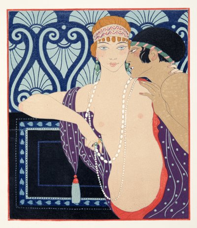 De tre skönheterna av Mnasidika, illustration från Les Chansons de Bilitis, av Pierre Louys, pub. 1922 (stenciltryck) av Georges Barbier