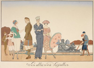 Les allies à Versailles. Olika representationer av de allierades soldater. av Georges Barbier