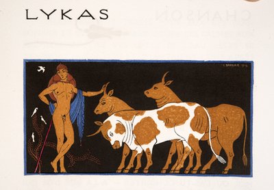 Lykas, illustration från Les Chansons de Bilitis, av Pierre Louys, pub. 1922 (stenciltryck) av Georges Barbier