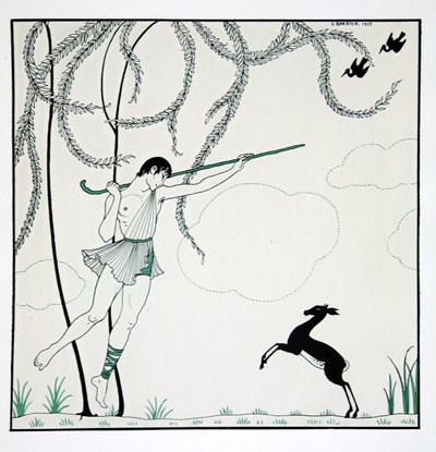 Narcisse, från serien "Designs on the dances of Vaslav Nijinsky" (1889-1950). Georges Barbier (1882-1932), Pochoirtryck av Georges Barbier