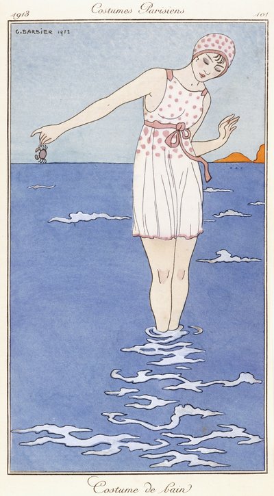 Parisiska kläder: Baddräkt av Georges Barbier