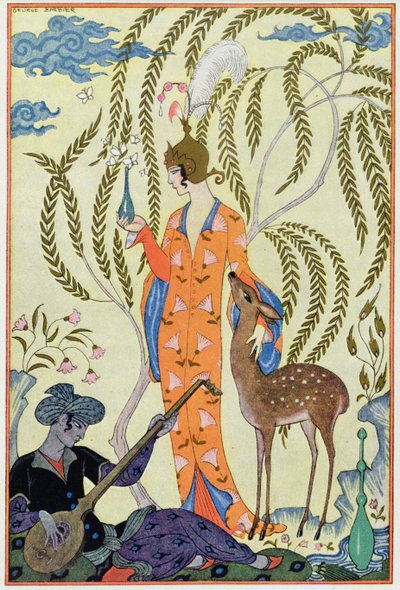 Persien, illustration från "Konsten av parfym", pub. 1912 (pochoirtryck) av Georges Barbier