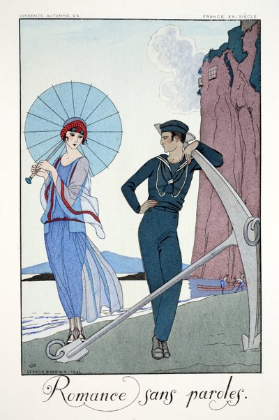 Romanser utan ord, från "Falbalas & Fanfreluches, Almanac of Present, Past and Future Modes" av Georges Barbier
