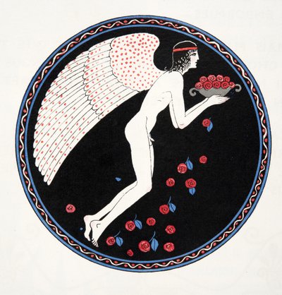 Ros i natten, illustration från Les Chansons de Bilitis, av Pierre Louys, pub. 1922 (stenciltryck) av Georges Barbier