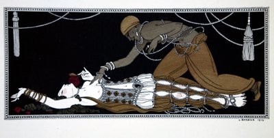 Scheherazade, från serien "Designs on the dances of Vaslav Nijinsky" (1889-1950). Georges Barbier (1882-1932), Pochoirtryck av Georges Barbier