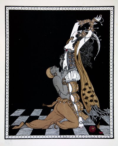 Scheherazade, från serien "Designs on the dances of Vaslav Nijinsky" (1889-1950). Georges Barbier (1882-1932), Pochoirtryck av Georges Barbier