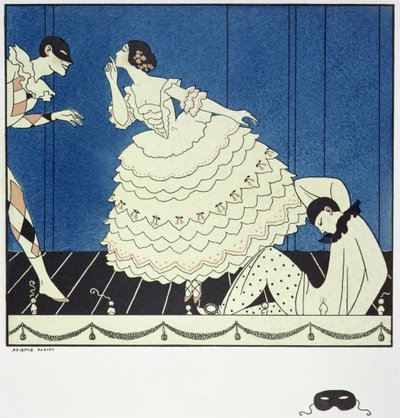 Tamara Karsavina (1885-1978) som Columbine, Vaslav Nijinsky (1890-1950) som Harlequin och Adolph Bolm (1884-1951) som Pierrot i Fokines 