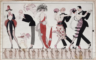Tango (penna & bläck och akvarell på papper) av Georges Barbier