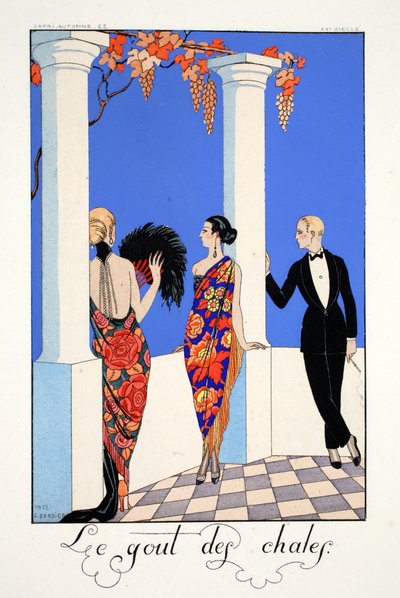 The Taste of Shawls, från "Falbalas et Fanfreluches, Almanac of Present, Past and Future Modes" av Georges Barbier