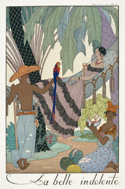 Den lediga skönheten (pochoir-tryck) av Georges Barbier