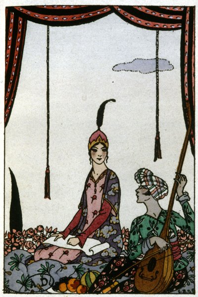 Drottningen av Saba, ca. 1920 (illustration) av Georges Barbier