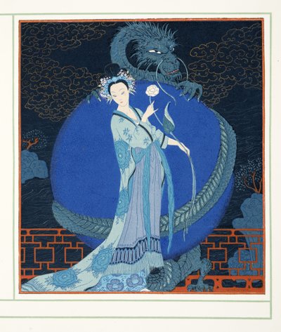 Turandot Princess of China, från Personages de Comedie, pub. 1922 (stenciltryck) av Georges Barbier