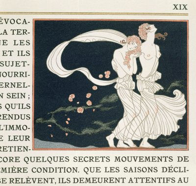 Två flickor klädda i grekisk stil, illustration från 