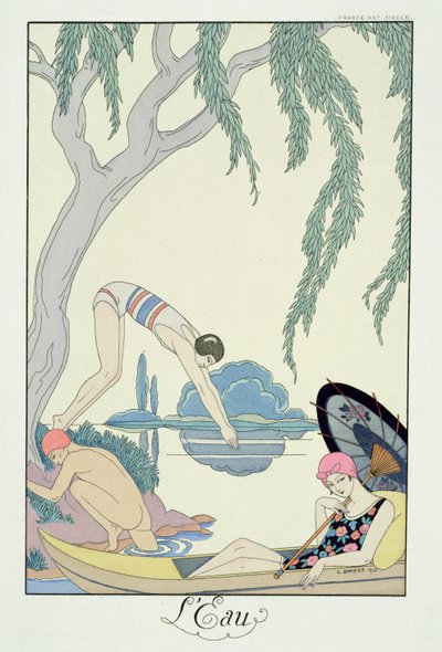Vatten, från "Falbalas and Fanfreluches, Almanac of Present, Past and Future Modes" av Georges Barbier