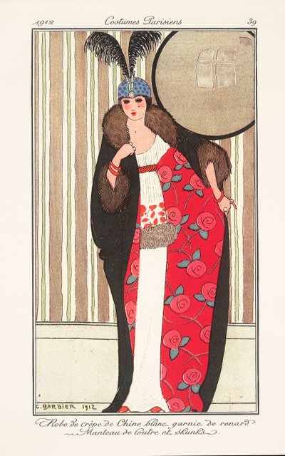 Modetallrik för kvinnor från Journal des Dames et des Modes av Georges Barbier