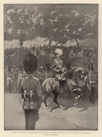 Lord Wolseley (överbefälhavaren) Rider inför Hennes Majestäts vagn av Georges Bertin Scott