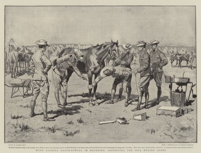 Med överste Baden-Powell i Mafeking, inspekterar de sjuka hästarnas linjer av Georges Bertin Scott