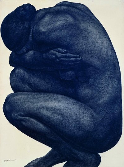 Hukande naken kvinna, 1916. av Georges Dorignac