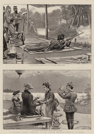 En japansk Bisley, skisser på den årliga skyttefestivalen i Kioto av Georges Ferdinand Bigot