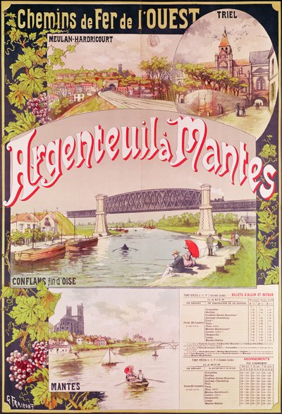 Affisch som annonserar den västra järnvägslinjen från Argenteuil till Mantes av Georges Fraipont