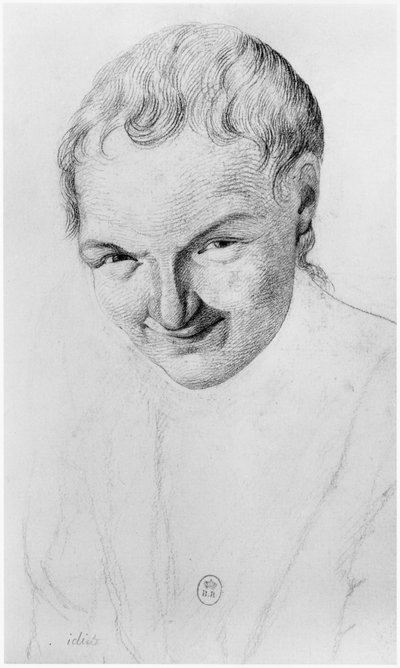 Idiot, illustration från en opublicerad avhandling av Jean Etienne Dominique Esquirol (1772-1840) om galningarna på asylanstalten Salpetriere, ca 1818 av Georges Francois Gabriel