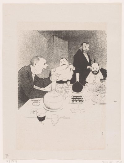 Mannen aan tafel under en diner Han är dekorerad och hans vänner erbjuder honom en bankett (originaltitel) Naturens stora skådespel; livet av Mr. Any (original serietitel) av Georges Hermann Rene Paul
