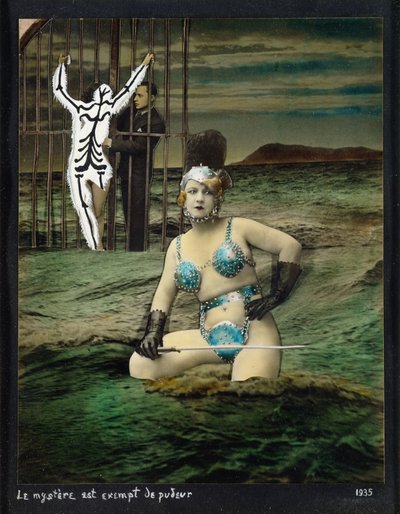 Le mystere est exempt de pudeur (Mysterium är undantaget från anständighet), 1935 (collage och gouache på papper) av Georges Hugnet