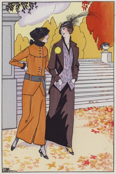 Dammode från 1920-talet av designern Augusta Bernard (färg litho) av Georges Leonnec