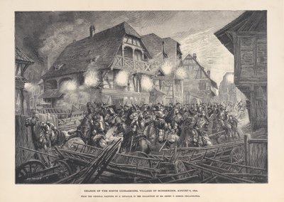 Anklagelse för nionde kuirassier, byn Morsbronn, 6 augusti 1870, 1874-1900. av Georges Léon Alfred Perrichon