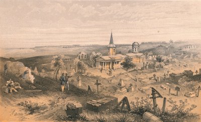 Karantänkyrkogård och kyrka med franskt batteri nr 50, 1856 av Georges McCulloch
