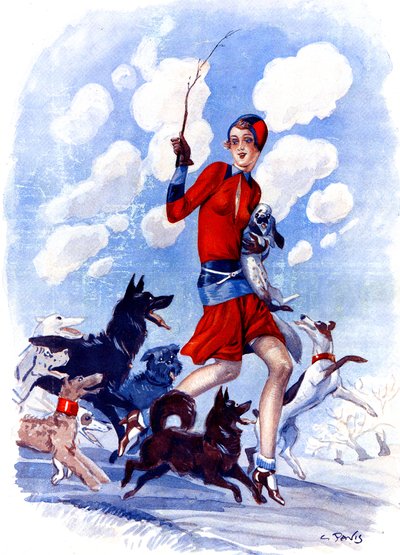 Vårens rackare, mammas flicka i fara - illustration från la Vie Parisienne av Georges Pavis