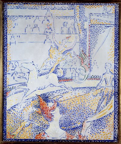 Cirkus En dansare som gör ett konstflygnummer till häst och en clown. Skiss av Georges Seurat (1859-1891) 1891 Sön. 0,55x0,46 m Paris, musee d