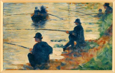 Fiskare (olja på trä) av Georges Pierre Seurat