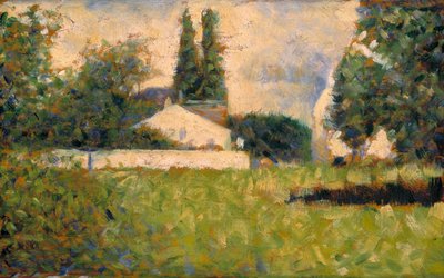 Hus bland träd / Maison dans les Arbres, ca 1883 (olja på panel) av Georges Pierre Seurat