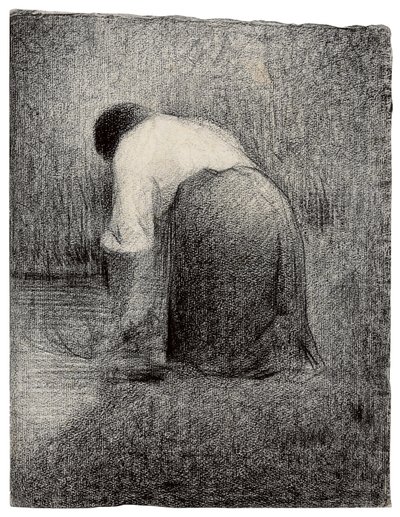 Knästående kvinna; Femme agenouillee, c.1881 av Georges Pierre Seurat