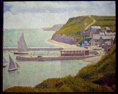 Port en Bessin, före hamn, maree haute Målning av Georges Seurat (1859-1891) 1888 Sön. 0,67x0,82 m. Paris, Musée d