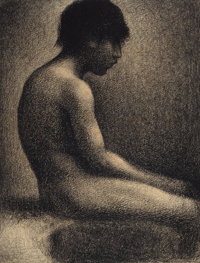 Sittande naken. Studie för Une Baignade, 1883. av Georges Pierre Seurat