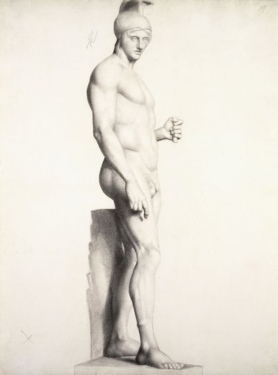 Krigare som bär en hjälm, i profil, 1875-1878 av Georges Pierre Seurat