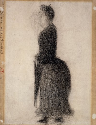 Kvinna med ett parasoll; Kvinna med paraply, ca 1883 av Georges Pierre Seurat