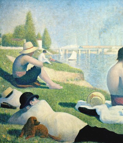 Badande i Asnieres, 1884 detalj av 2136 av Georges Seurat