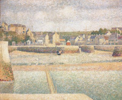 Den yttre hamnen i Porten-Bessin vid lågvatten av Georges Seurat