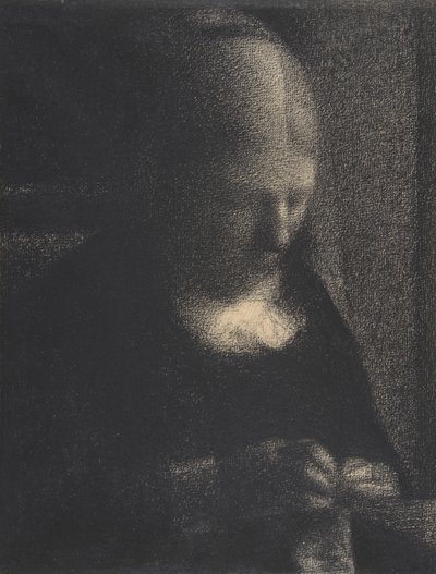 Broderi; The Artists Mother, 1882-83 (fortsatt krita på Michallet-papper) av Georges Seurat